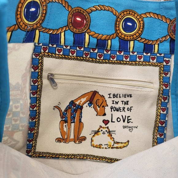 Brighton TC AR Canvas Tote All You Need Is Love with Weaved Handle NWOT - Picture 8 of 11